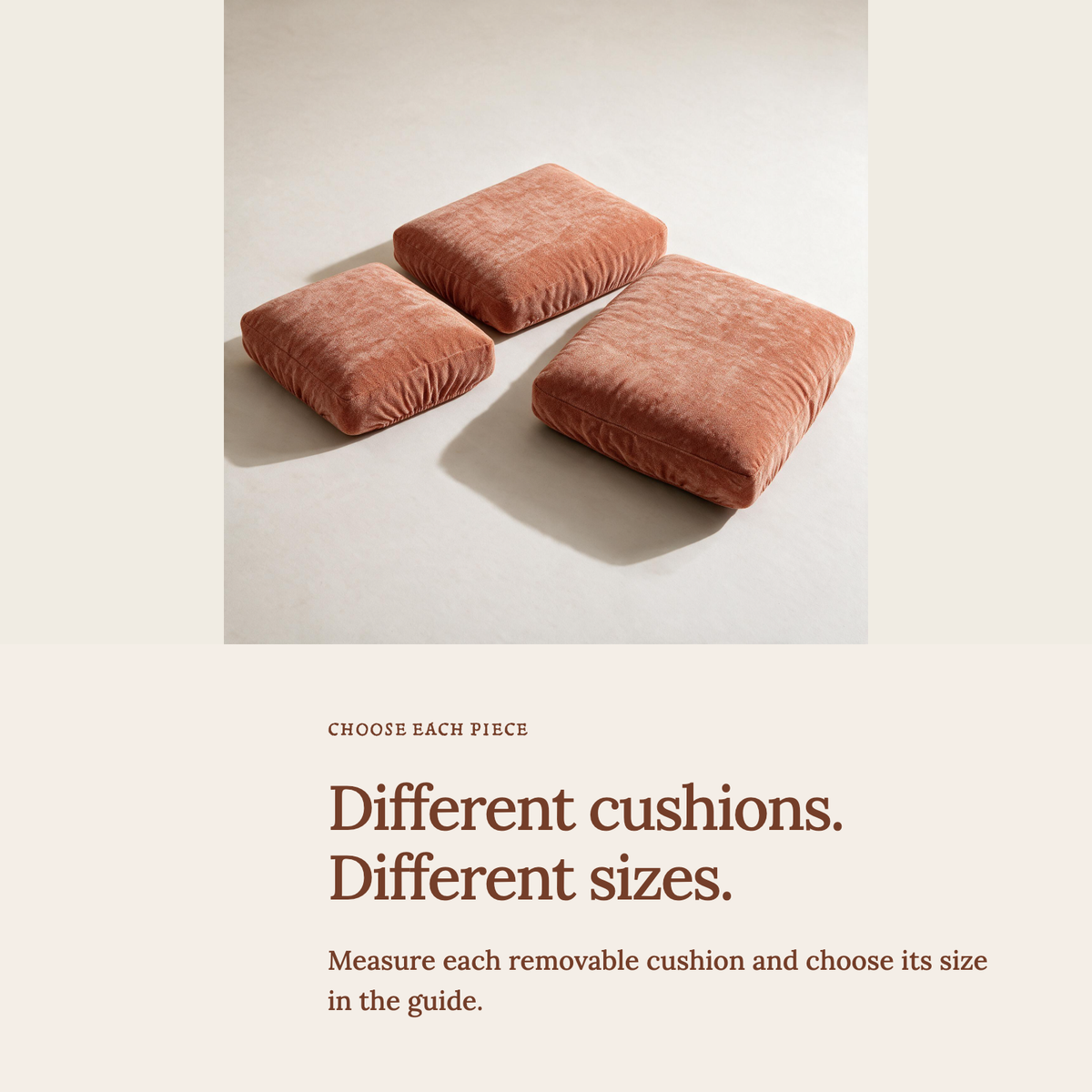 Luma Orange fitted sofa cushion covers — Choose the right cushion size