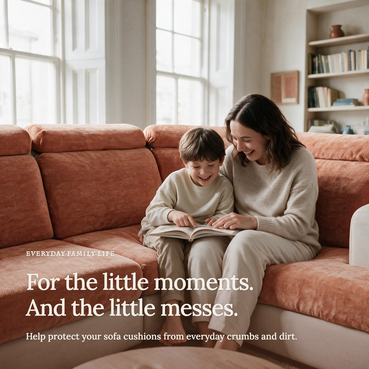 Luma Orange fitted sofa cushion covers — For the little moments.