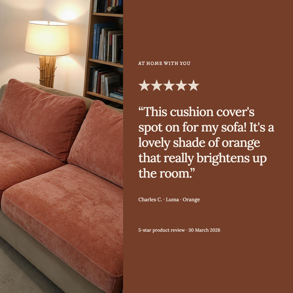 Luma Orange fitted sofa cushion covers — The review example