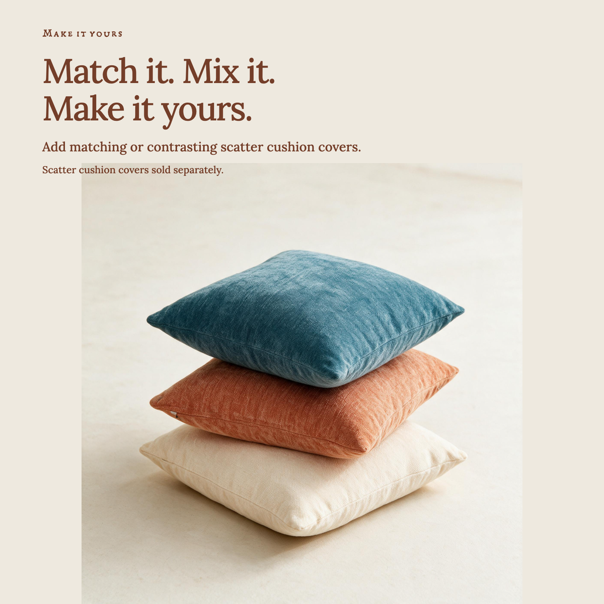 Luma Orange fitted sofa cushion covers — Match it. Mix it. Make it yours.