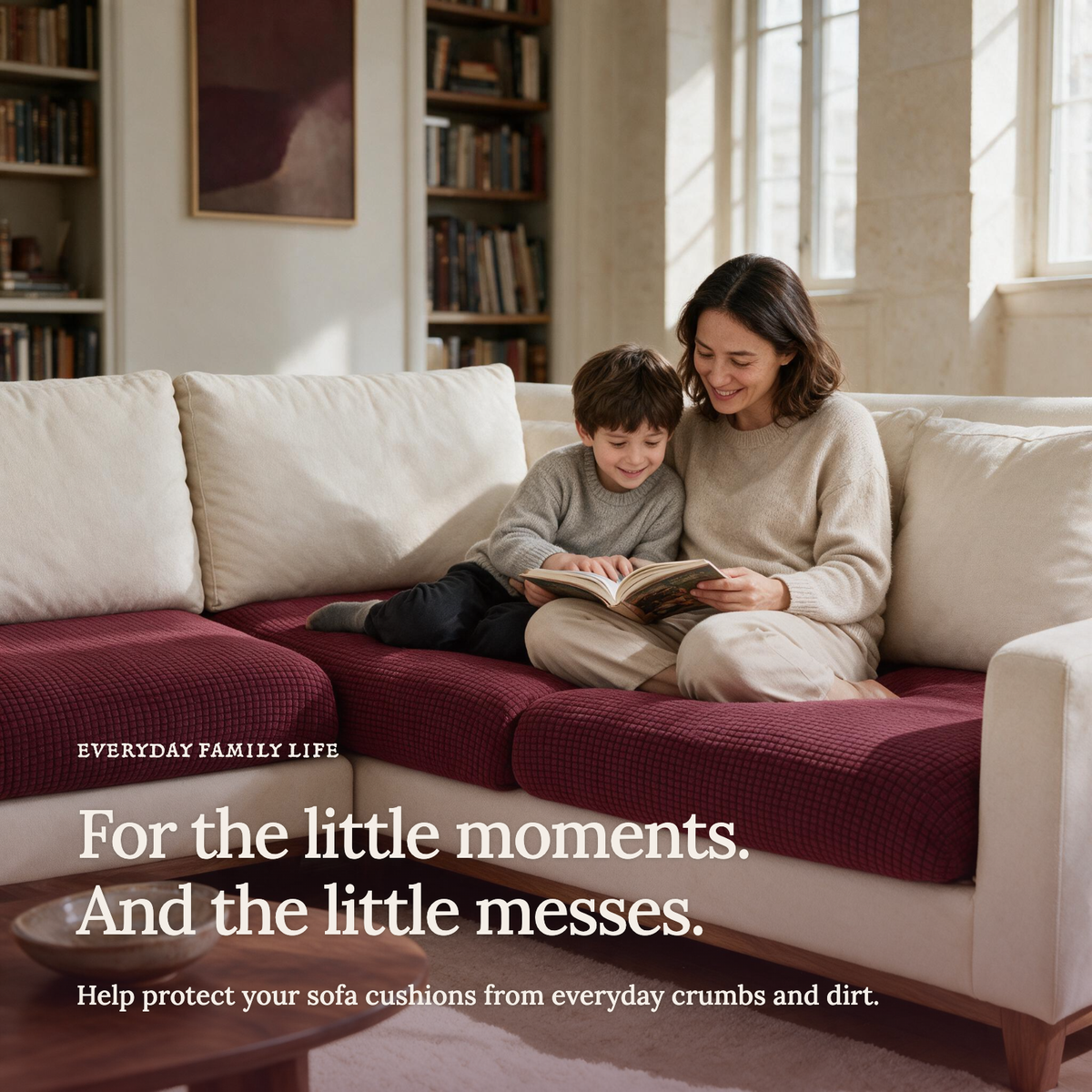 Jacquard Burgundy fitted sofa cushion covers — For the little moments.