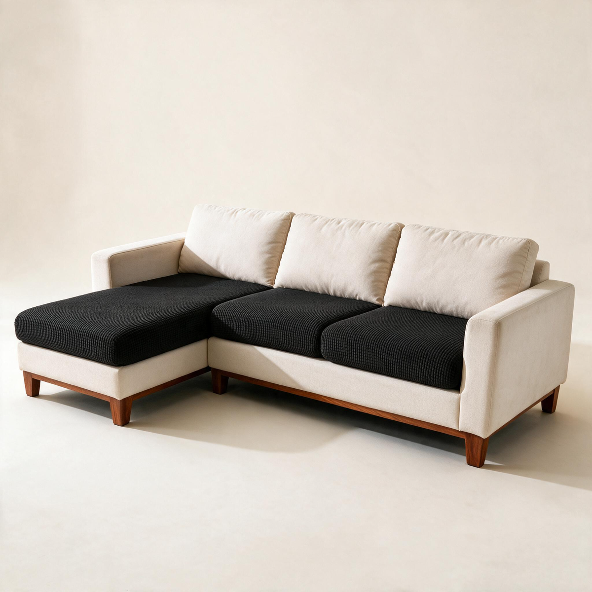 Jacquard Black fitted sofa cushion covers — Studio hero