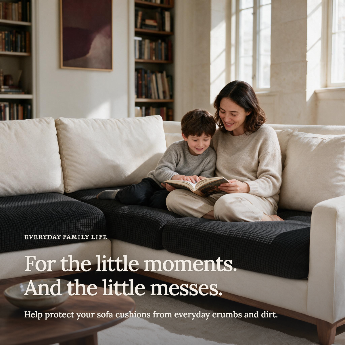 Jacquard Black fitted sofa cushion covers — For the little moments.