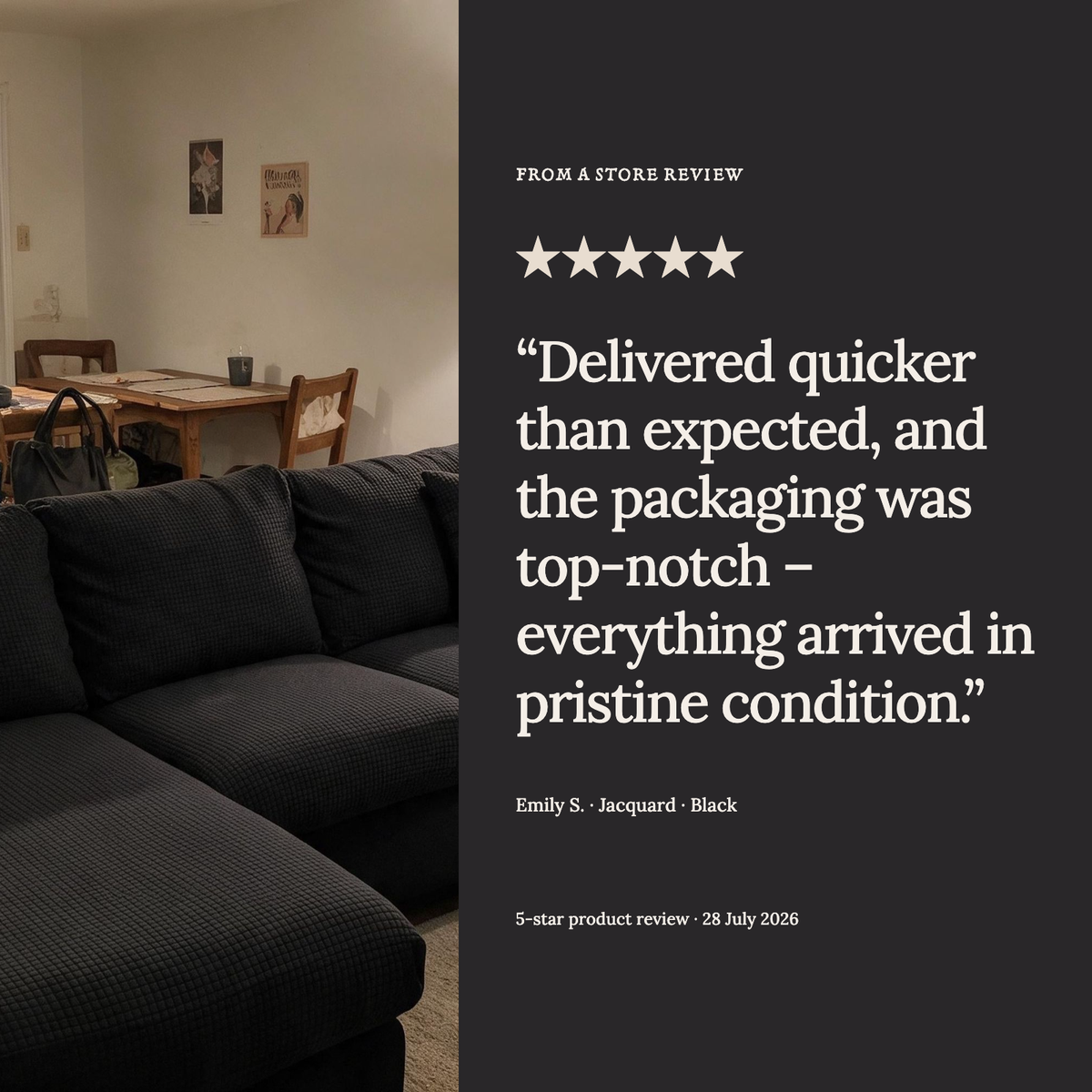 Jacquard Black fitted sofa cushion covers — From a store review