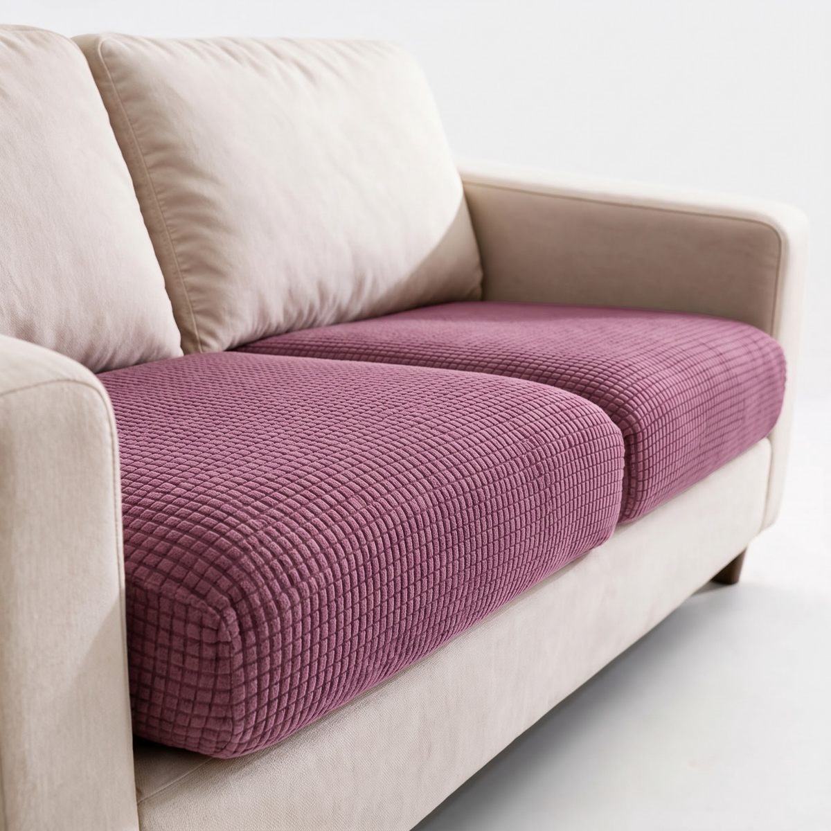 Jacquard Pink fitted sofa cushion covers — Fine jacquard texture