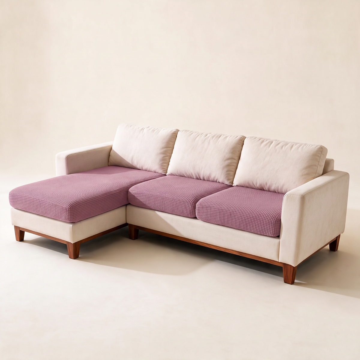 Jacquard Pink fitted sofa cushion covers — Studio hero