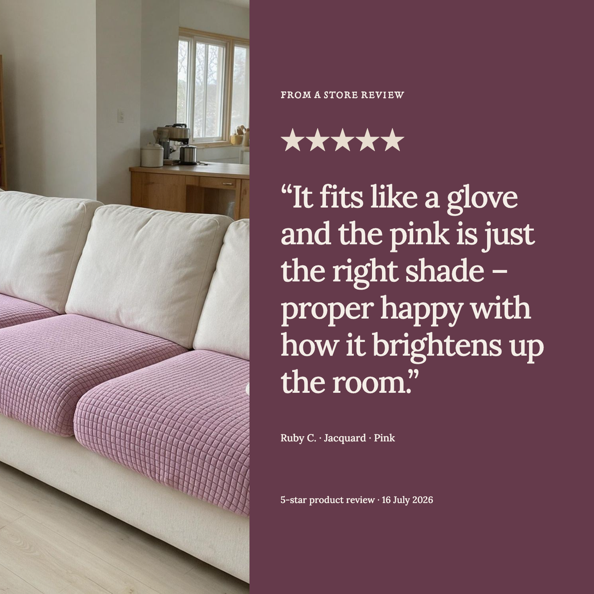 Jacquard Pink fitted sofa cushion covers — From a store review