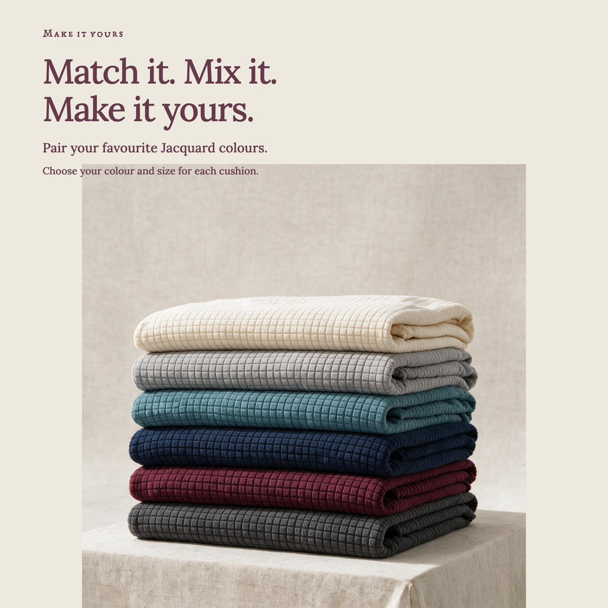 Jacquard Pink fitted sofa cushion covers — Match it. Mix it. Make it yours.