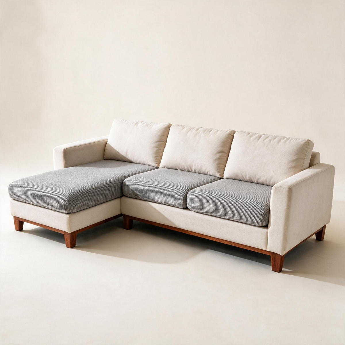 Jacquard Light Grey fitted sofa cushion covers — Studio hero