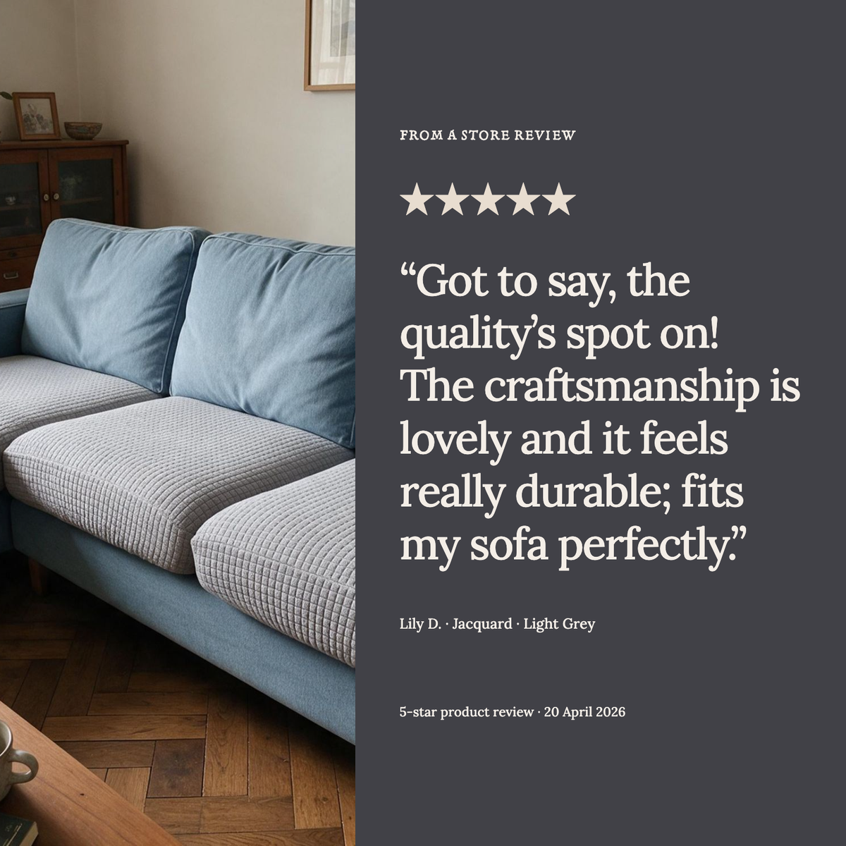 Jacquard Light Grey fitted sofa cushion covers — From a store review