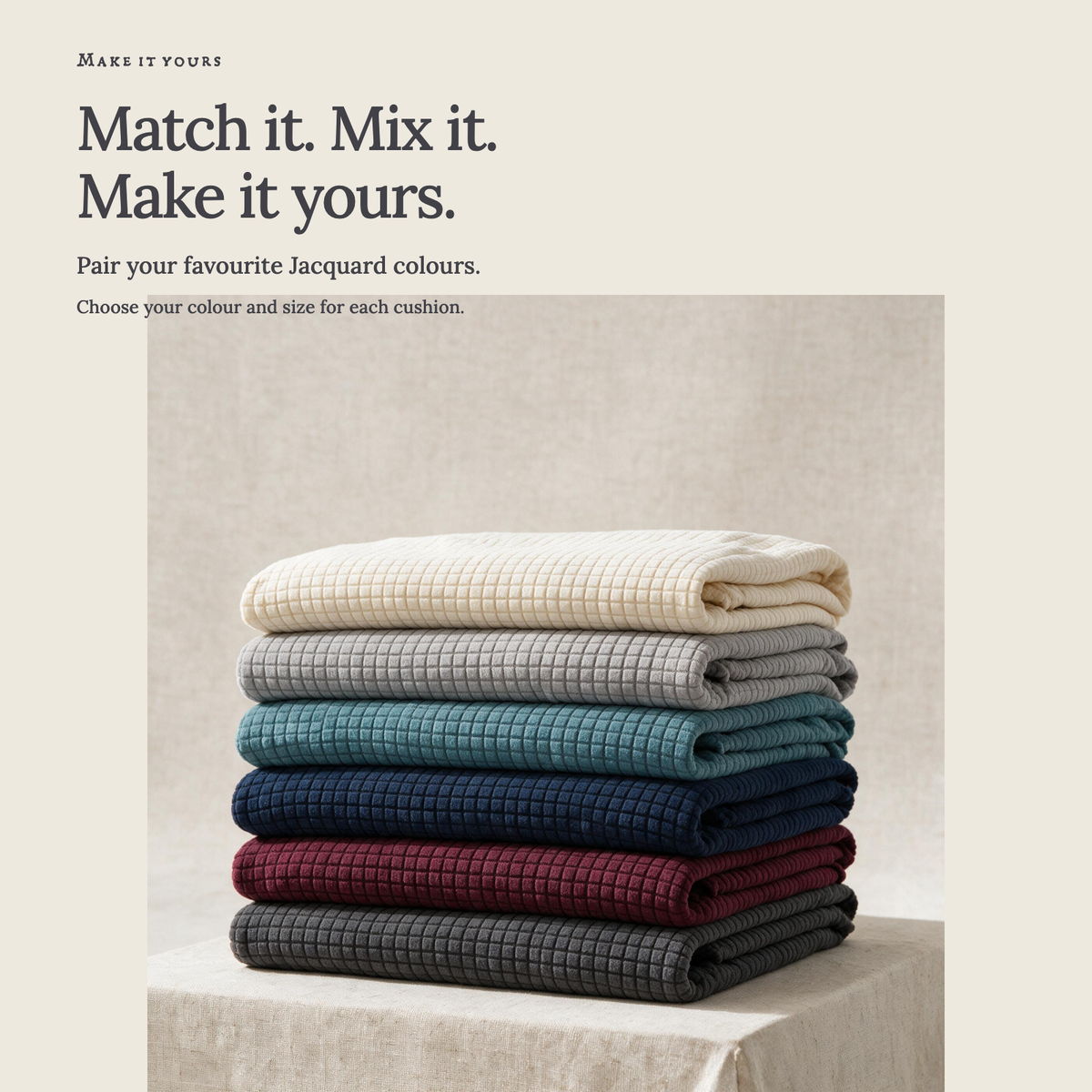 Jacquard Light Grey fitted sofa cushion covers — Match it. Mix it. Make it yours.