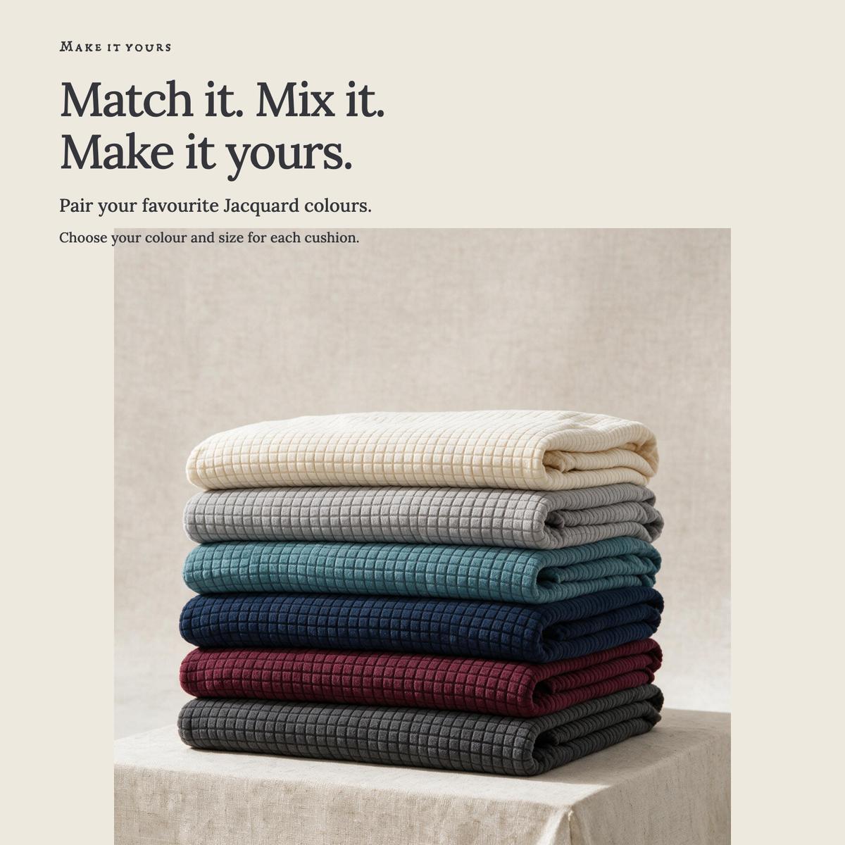 Jacquard Dark Grey fitted sofa cushion covers — Match it. Mix it. Make it yours.