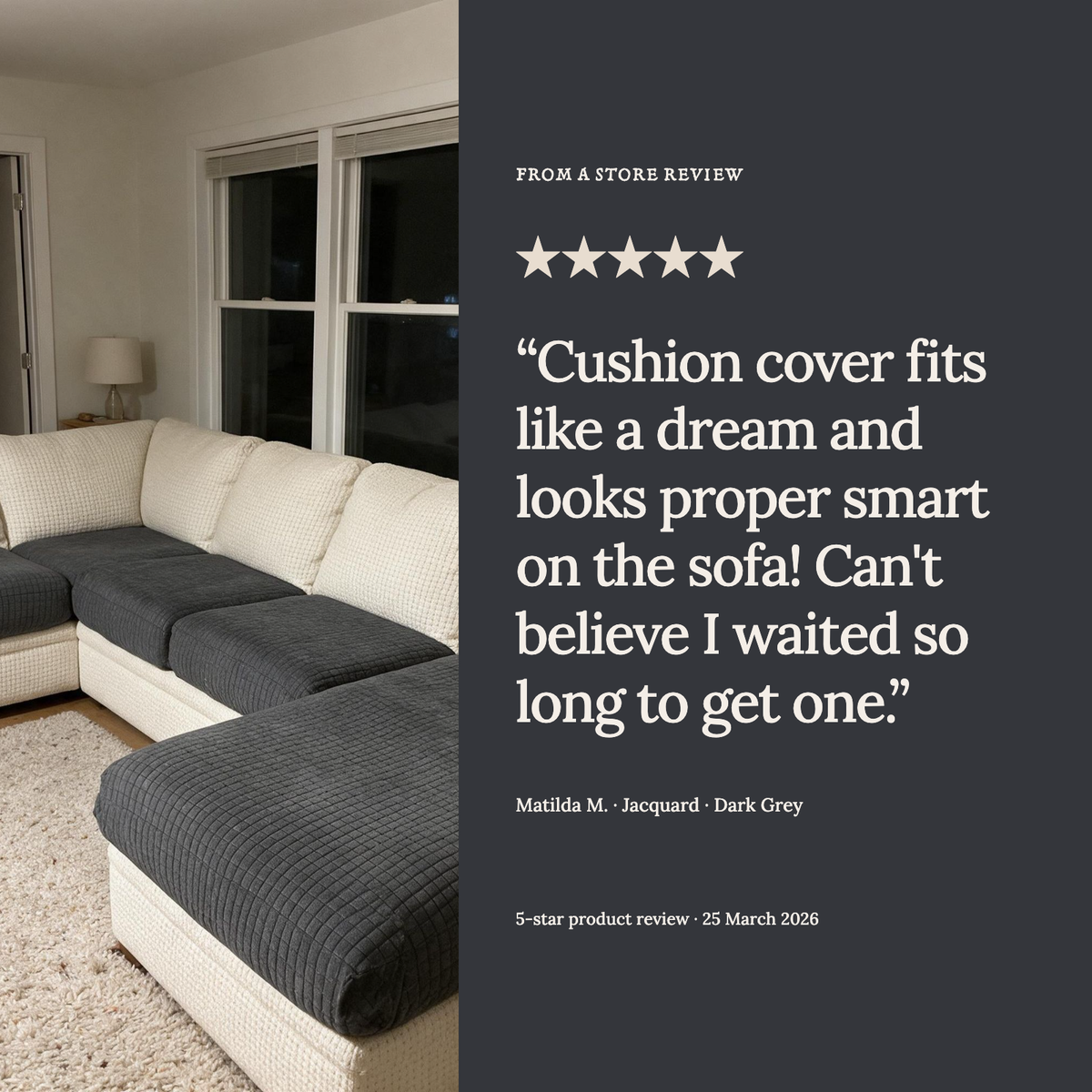 Jacquard Dark Grey fitted sofa cushion covers — From a store review