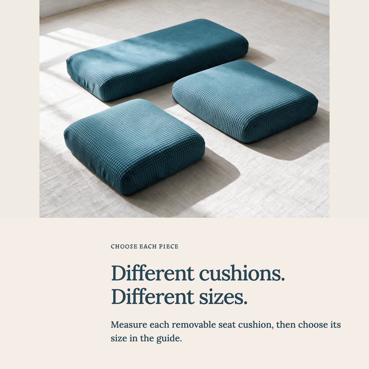 Jacquard Sky Blue fitted sofa cushion covers — Choose the right cushion size