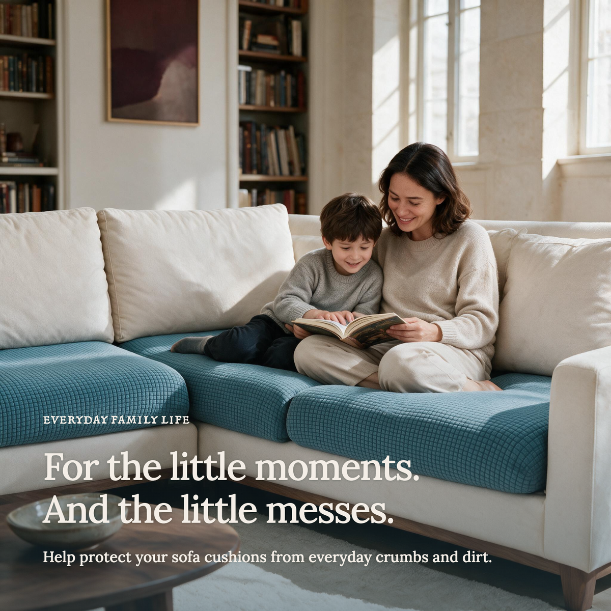 Jacquard Sky Blue fitted sofa cushion covers — For the little moments.
