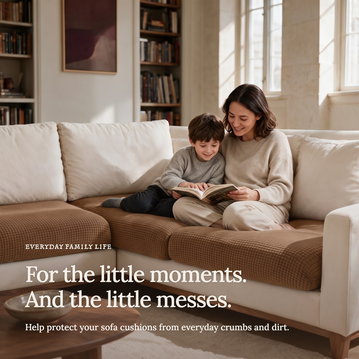 Jacquard Chestnut Brown fitted sofa cushion covers — For the little moments.