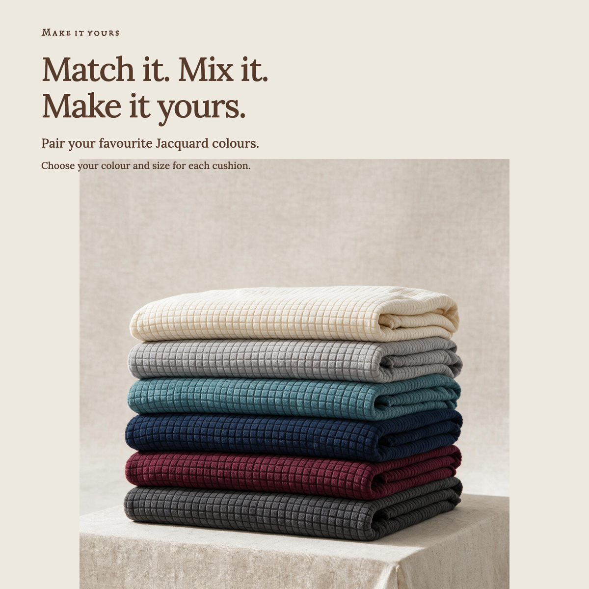 Jacquard Chestnut Brown fitted sofa cushion covers — Match it. Mix it. Make it yours.