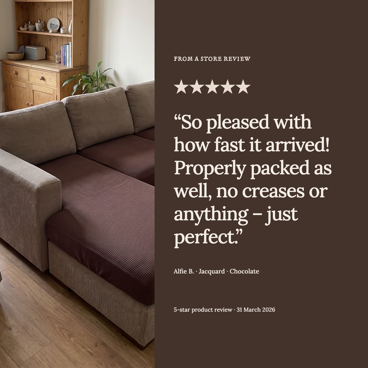 Jacquard Chocolate fitted sofa cushion covers — From a store review