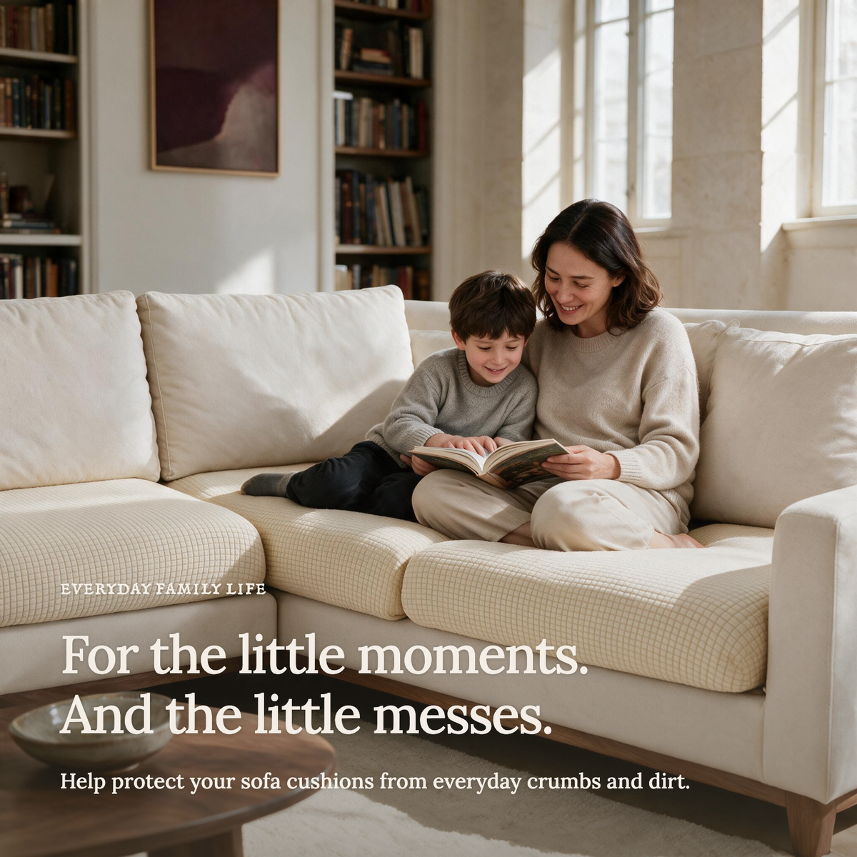 Jacquard Cream fitted sofa cushion covers — For the little moments.