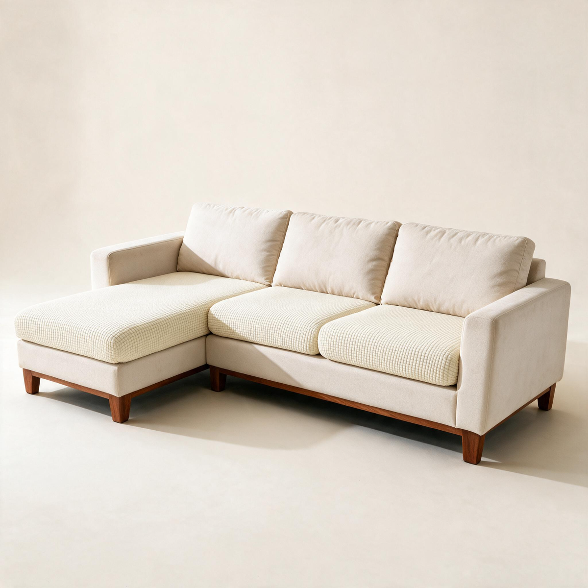 Jacquard Off-White fitted sofa cushion covers — Studio hero
