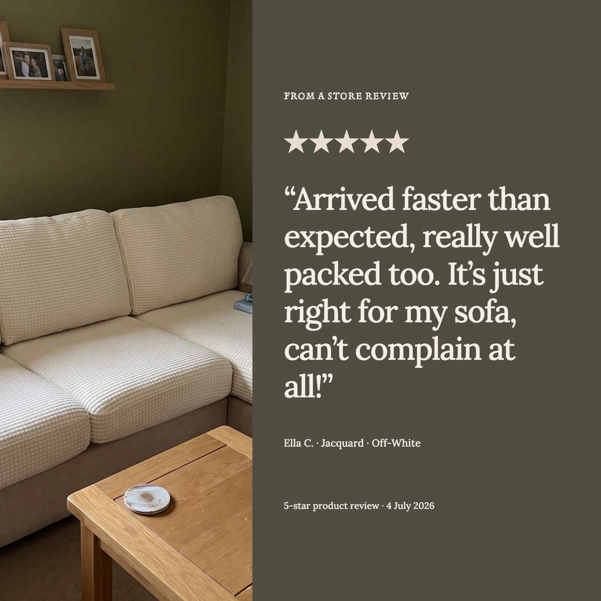 Jacquard Off-White fitted sofa cushion covers — From a store review