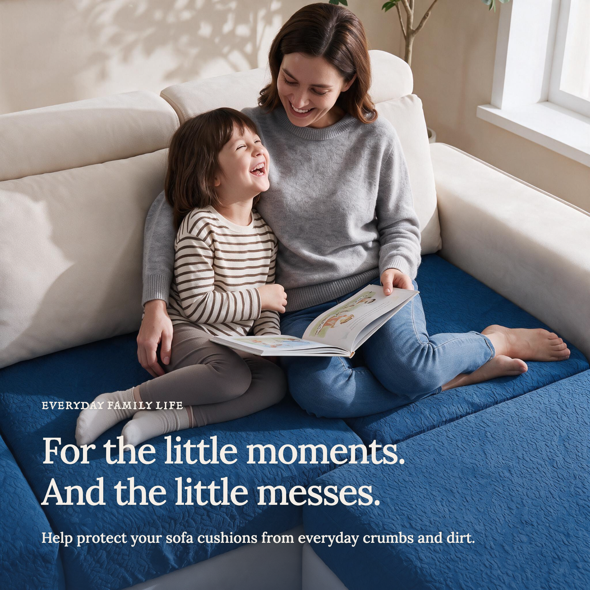 Waterproof Dark Blue fitted sofa cushion covers — For the little moments.