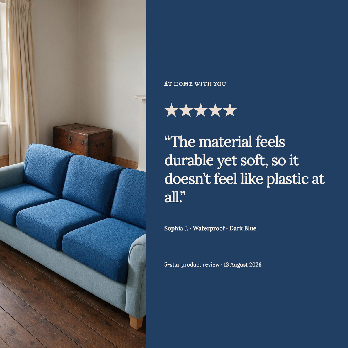 Waterproof Dark Blue fitted sofa cushion covers — From our Waterproof reviews