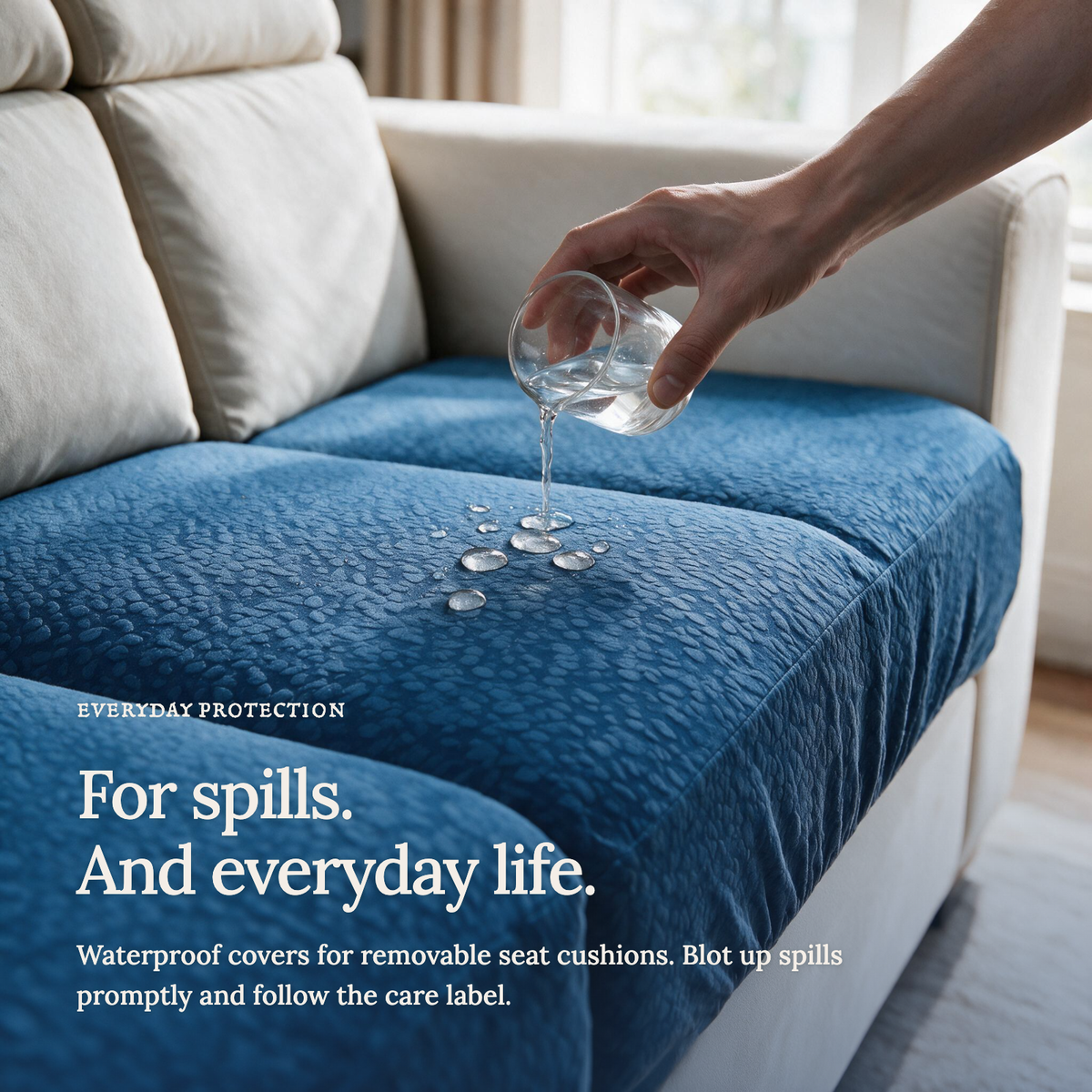 Waterproof Dark Blue fitted sofa cushion covers — A closer look at protection