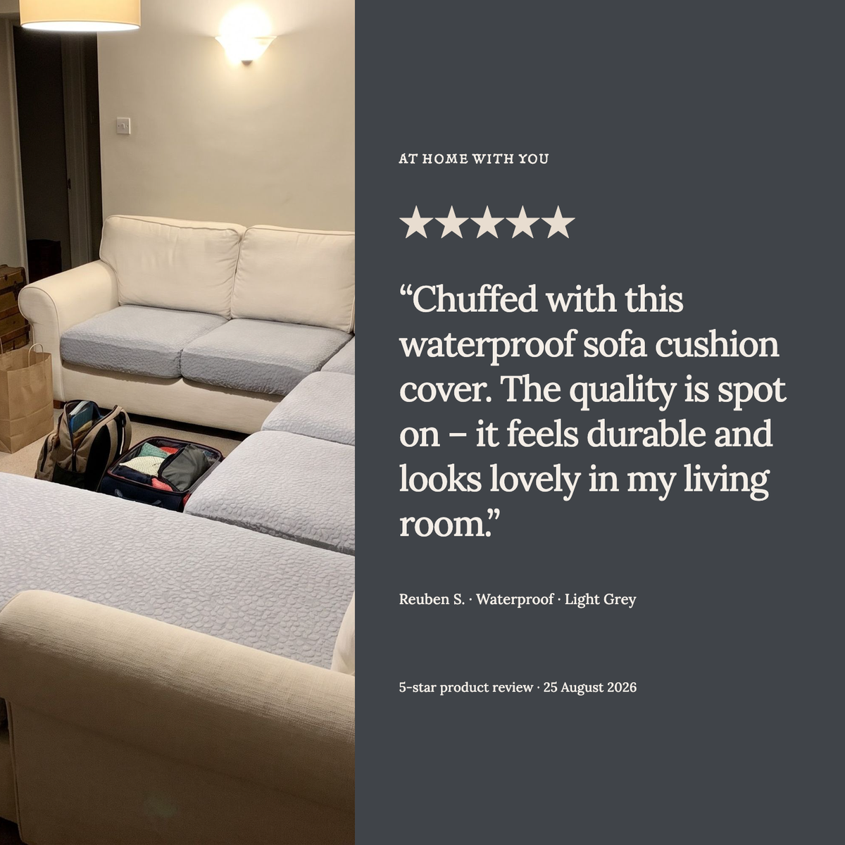Waterproof Light Grey fitted sofa cushion covers — From our Waterproof reviews