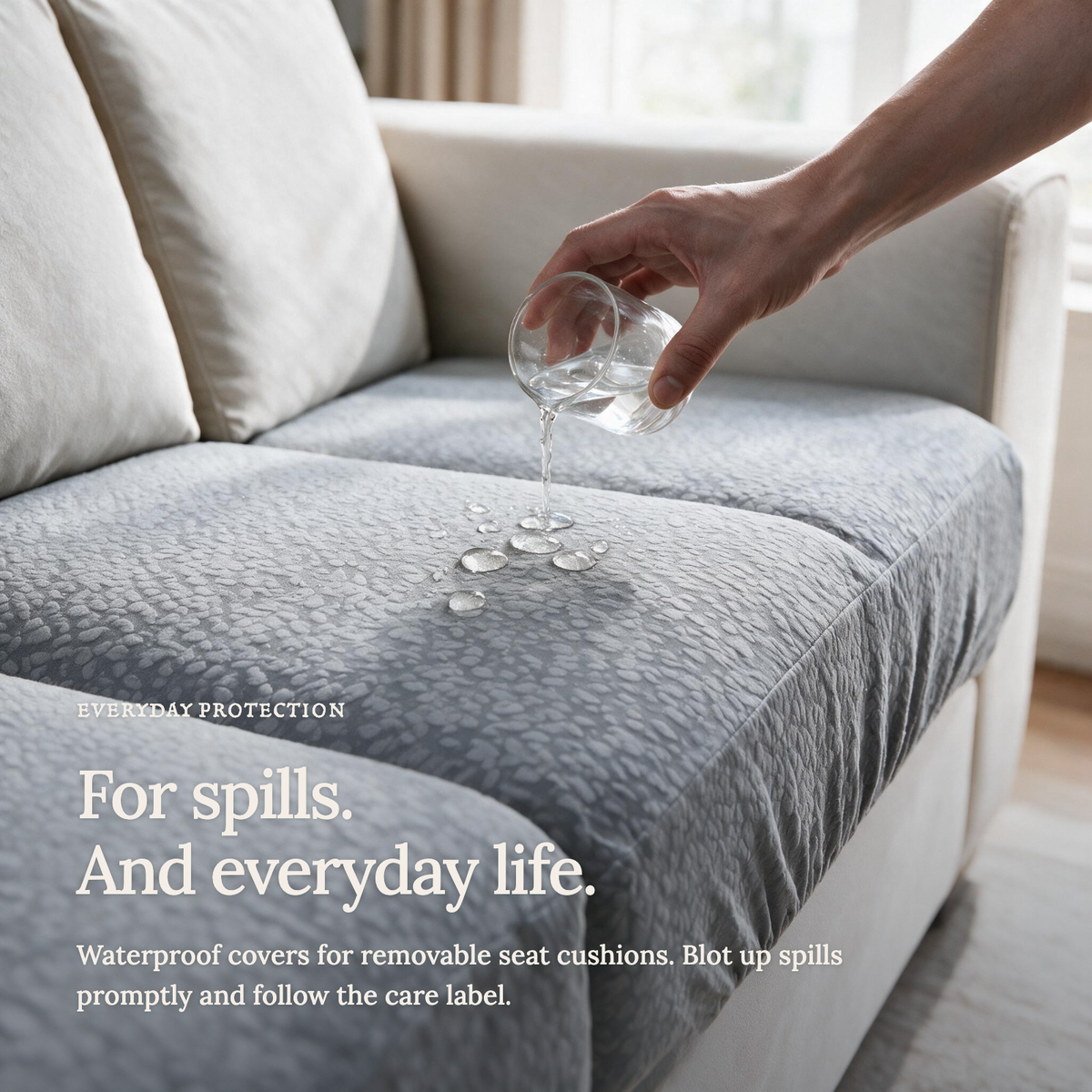 Waterproof Light Grey fitted sofa cushion covers — A closer look at protection