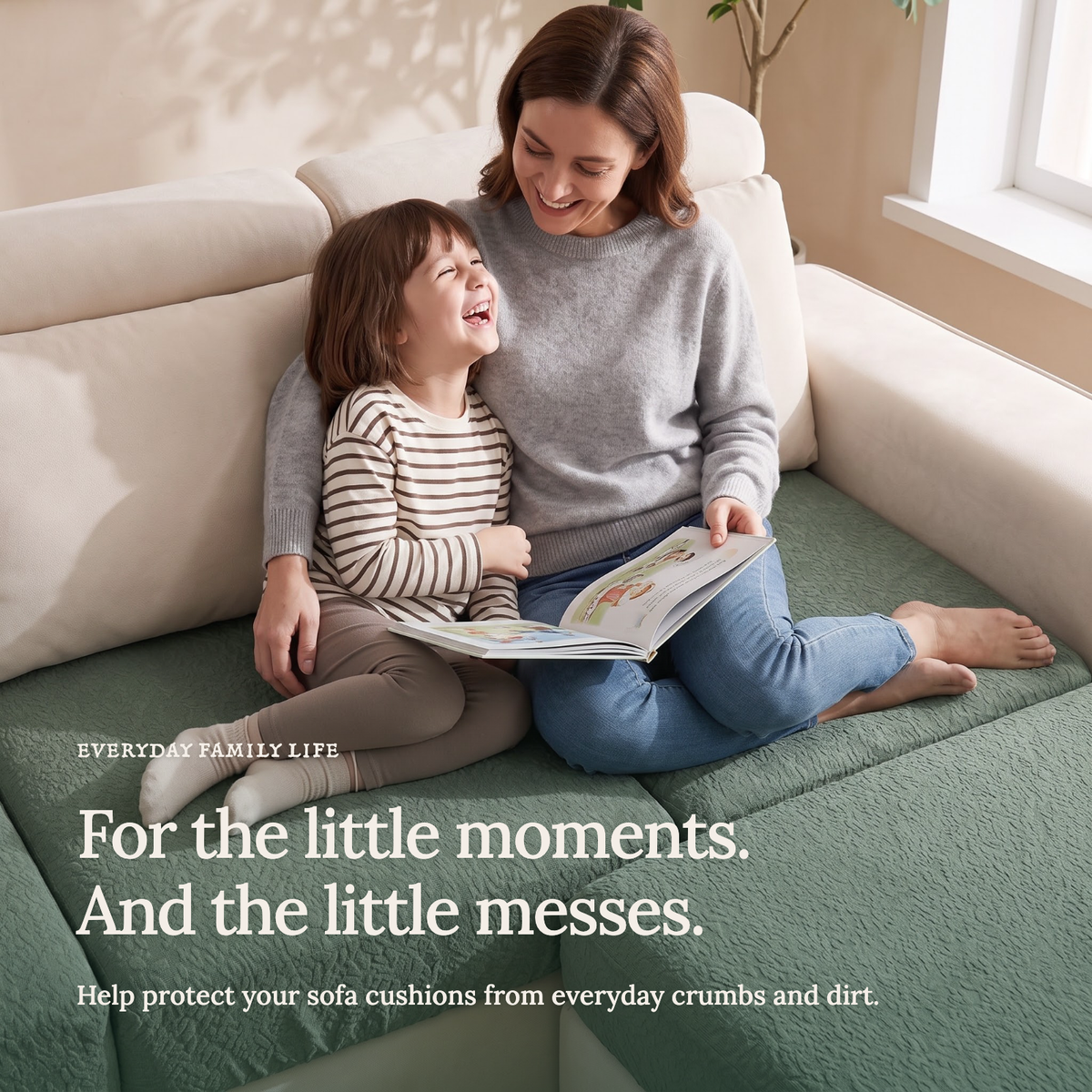 Waterproof Forest Green fitted sofa cushion covers — For the little moments.