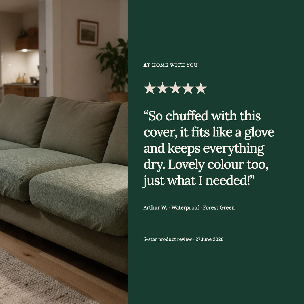 Waterproof Forest Green fitted sofa cushion covers — From our Waterproof reviews