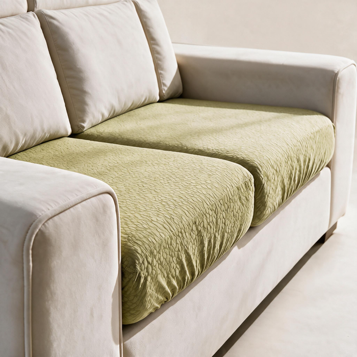 Waterproof Yellow Green fitted sofa cushion covers — A textured, fitted finish
