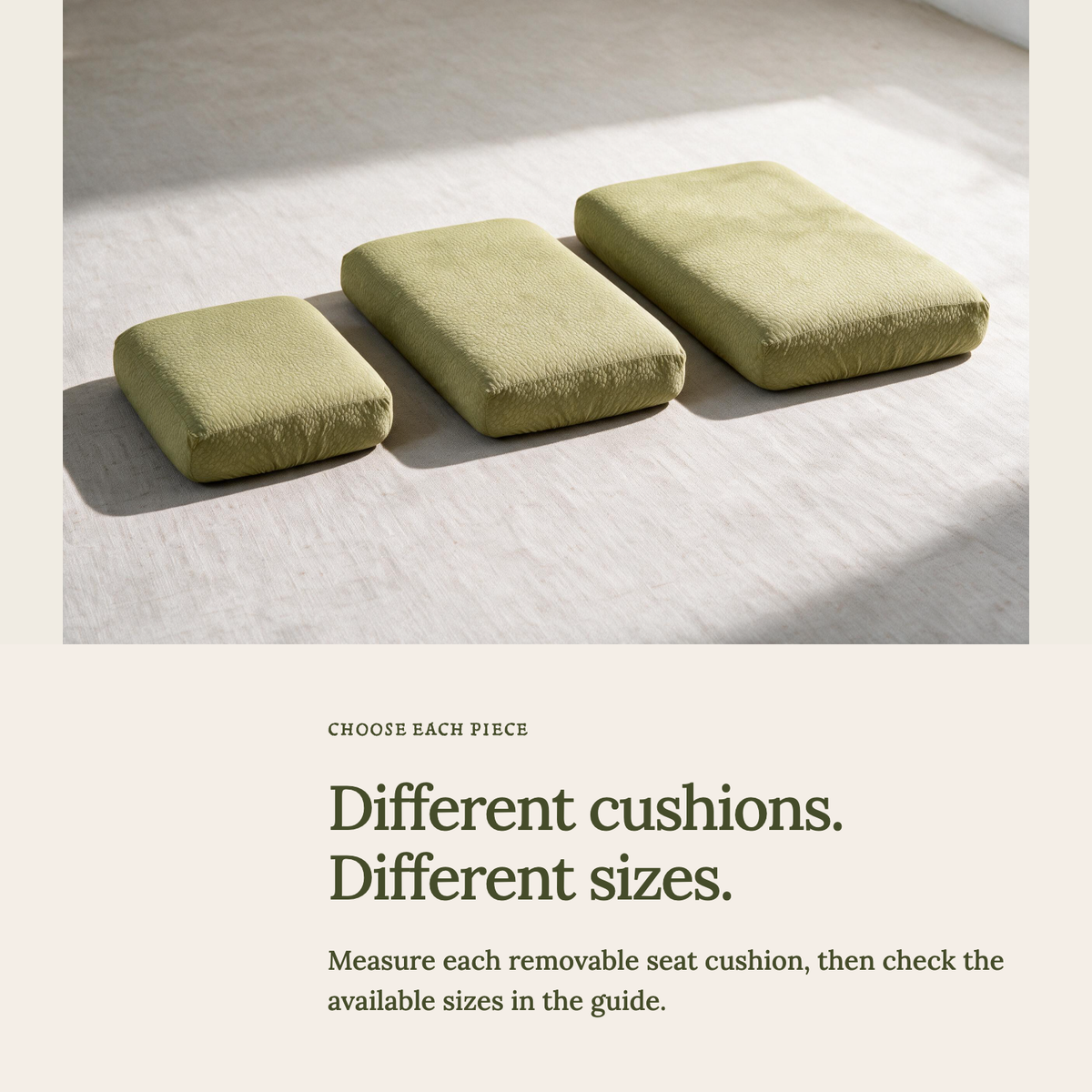 Waterproof Yellow Green fitted sofa cushion covers — Choose the right cushion size