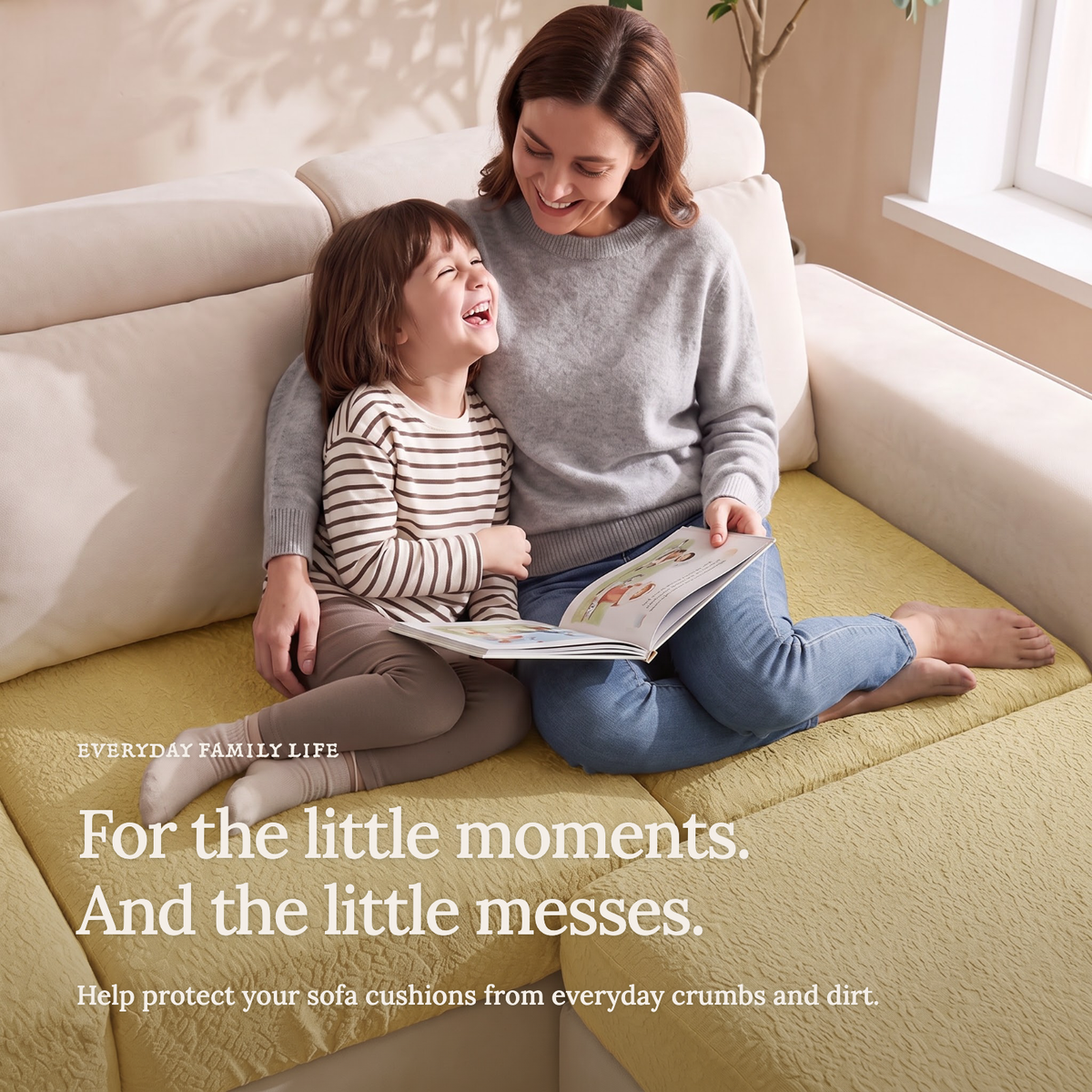 Waterproof Yellow fitted sofa cushion covers — For the little moments.
