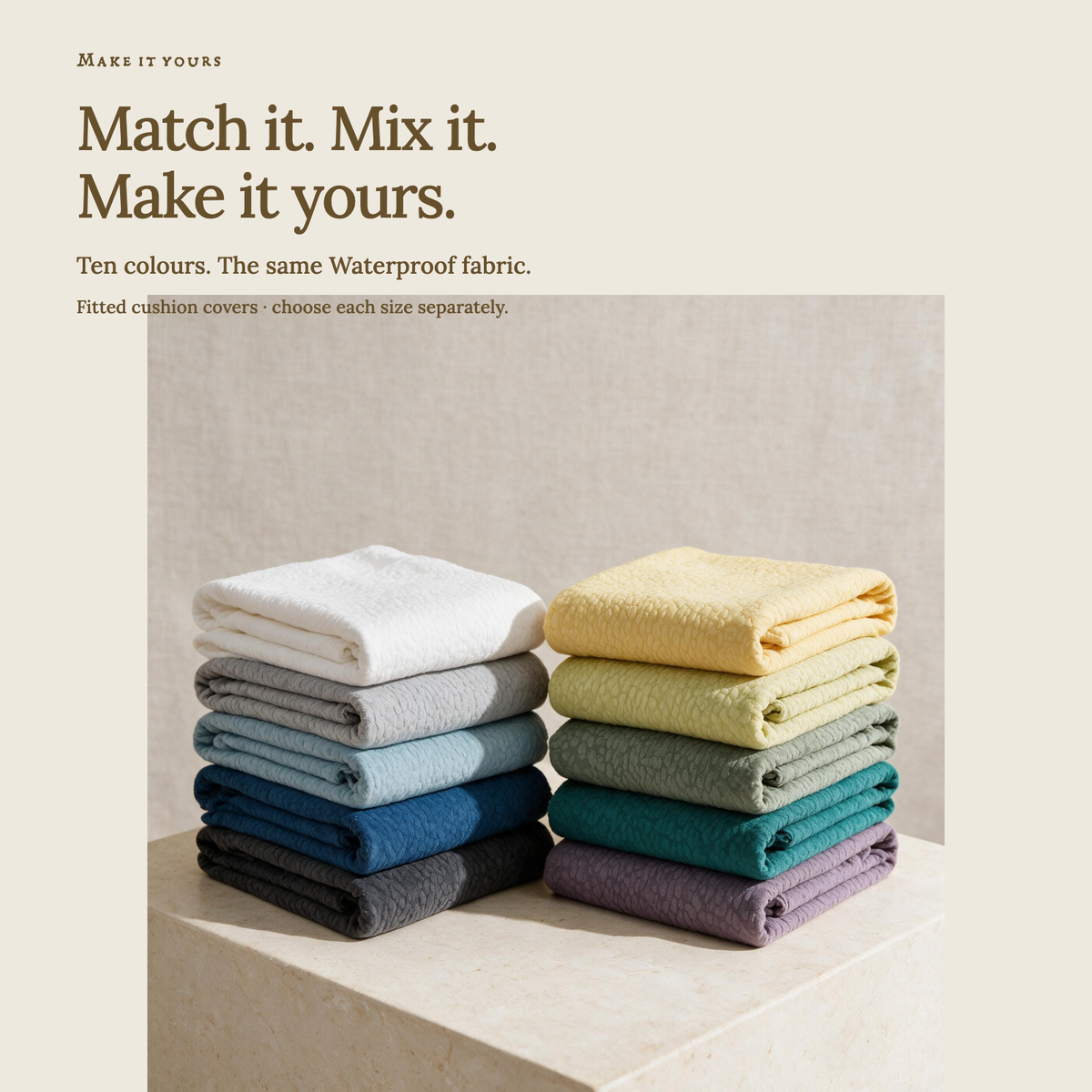 Waterproof Yellow fitted sofa cushion covers — Match it. Mix it. Make it yours.