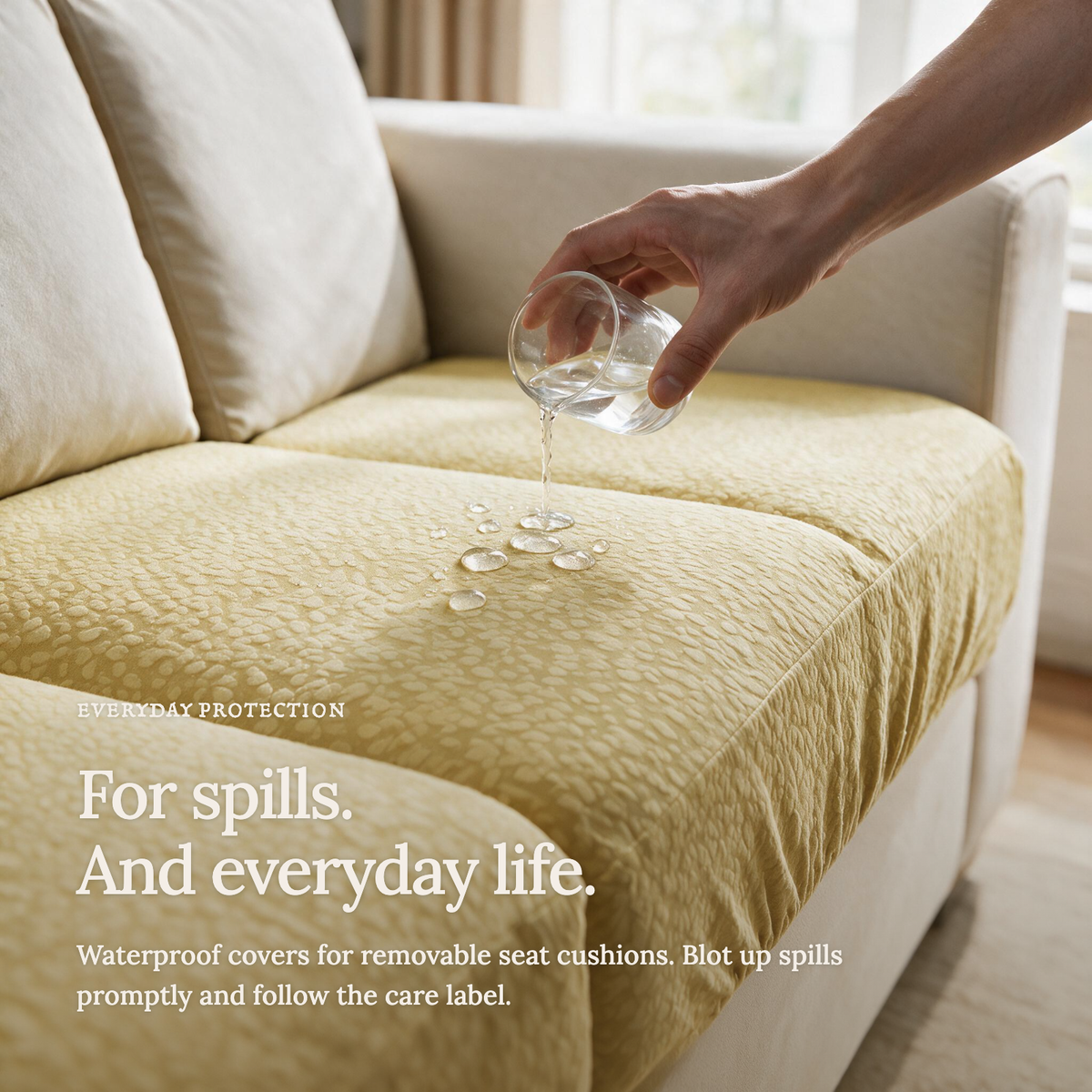 Waterproof Yellow fitted sofa cushion covers — A closer look at protection