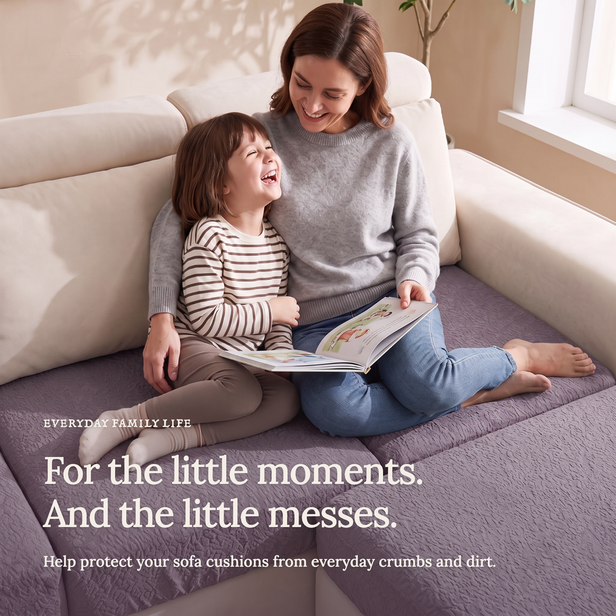 Waterproof Purple fitted sofa cushion covers — For the little moments.