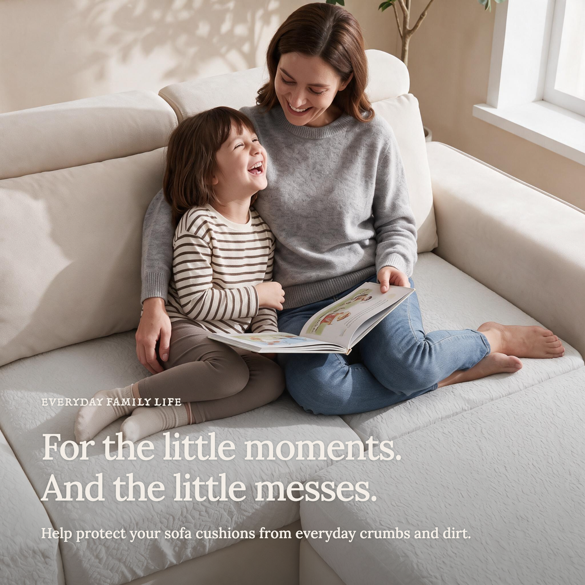 Waterproof White fitted sofa cushion covers — For the little moments.