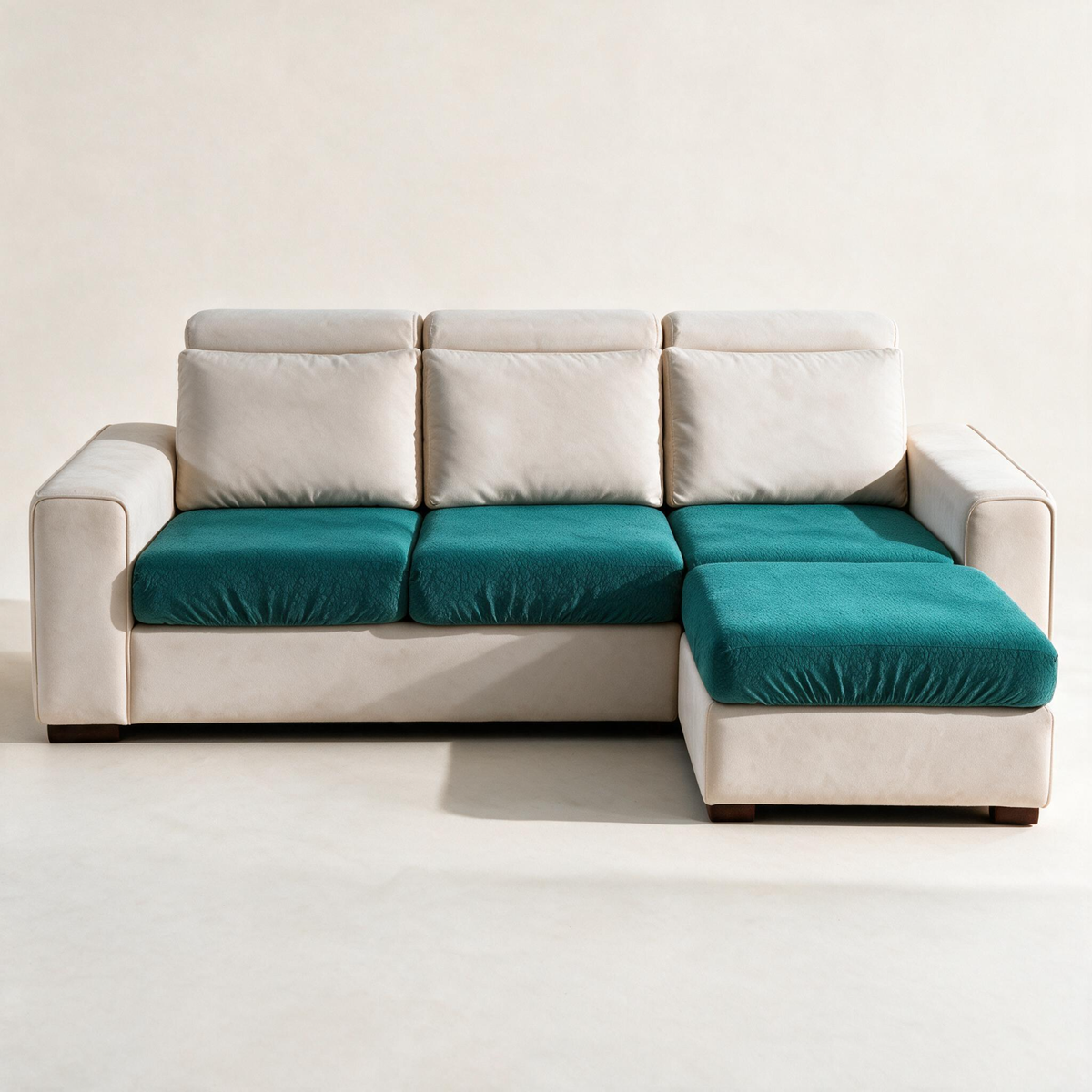 Waterproof Emerald Green fitted sofa cushion covers — Studio hero
