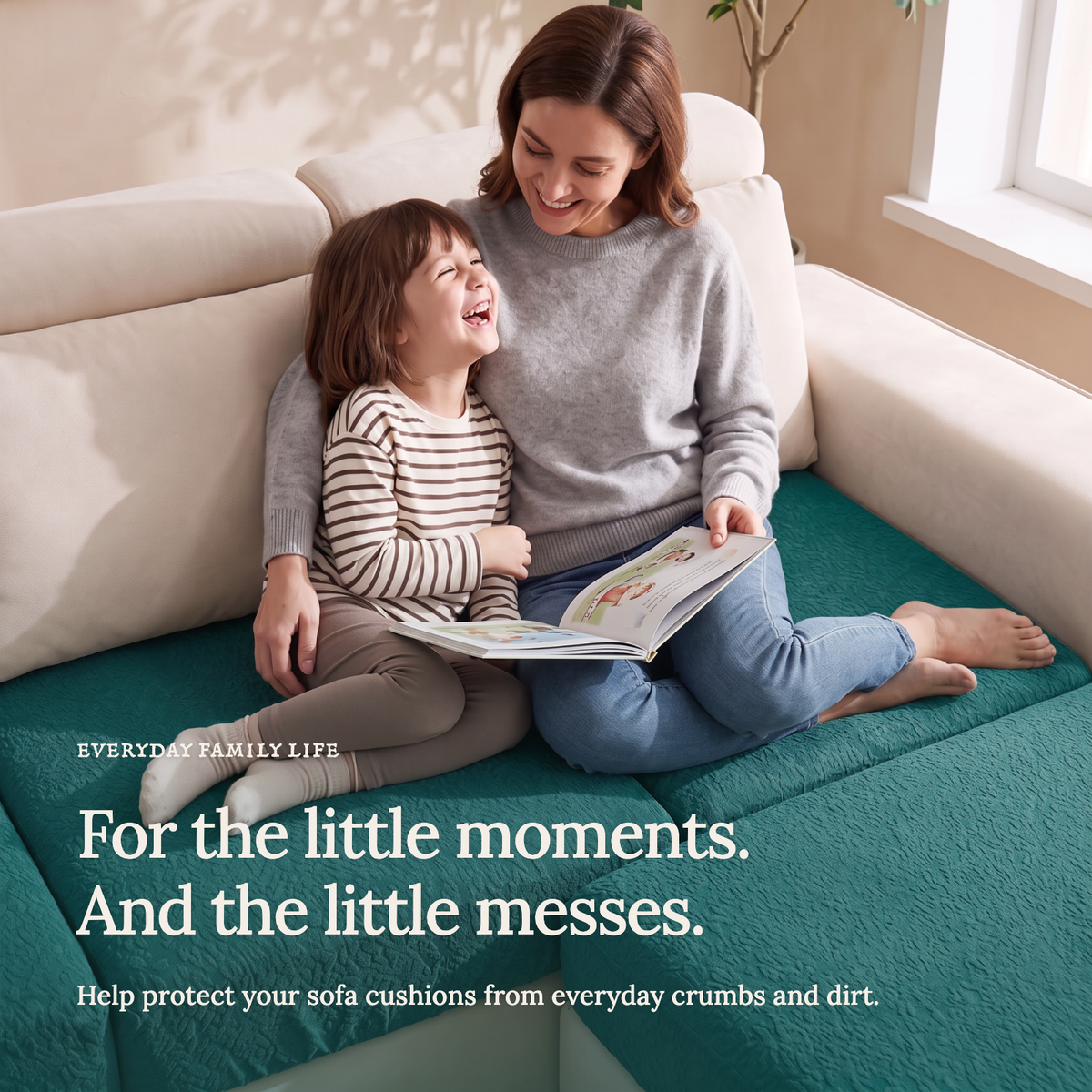 Waterproof Emerald Green fitted sofa cushion covers — For the little moments.