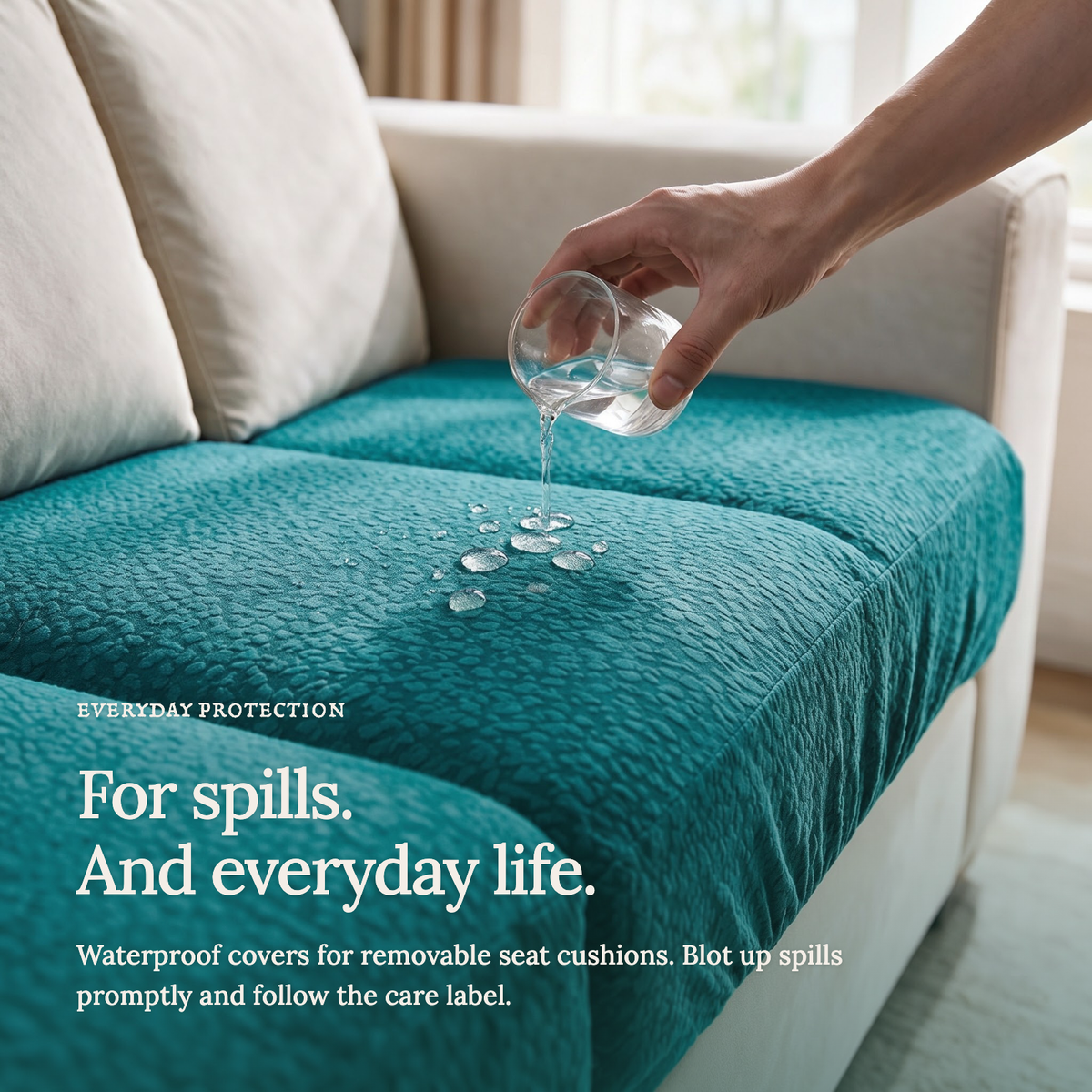 Waterproof Emerald Green fitted sofa cushion covers — A closer look at protection
