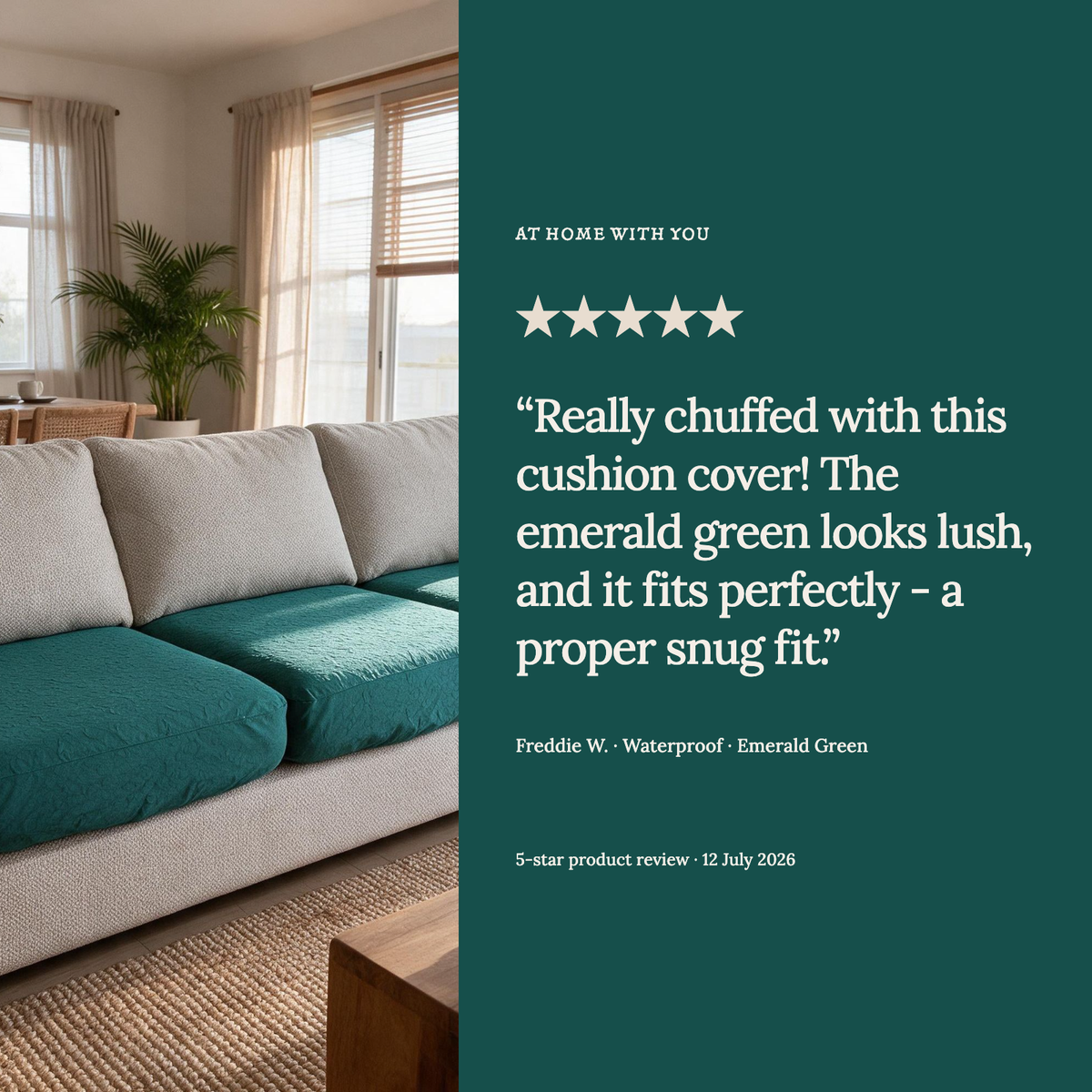 Waterproof Emerald Green fitted sofa cushion covers — From our Waterproof reviews