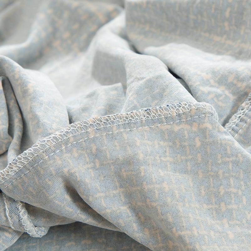 L-Shaped Sofa Cover - Crosshatch - Blue & Gold - Adaptable & Expandable