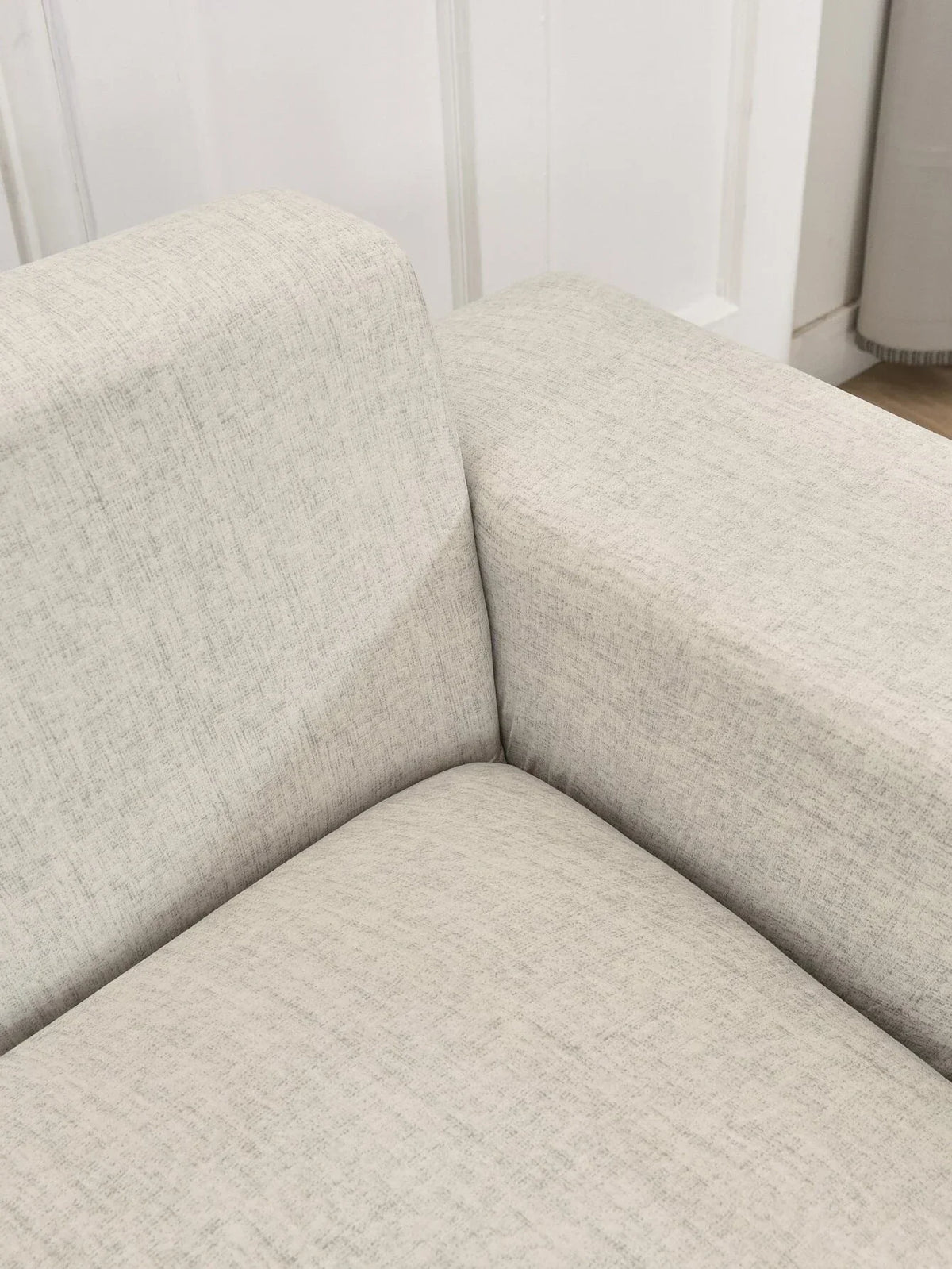 L-Shaped Sofa Cover - Crosshatch - Eggshell - Adaptable & Expandable