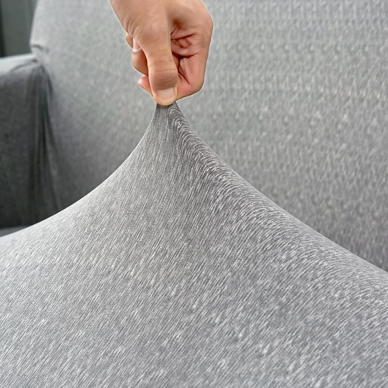 L-Shaped Sofa Cover - Flecked - Light Grey - Adaptable & Expandable