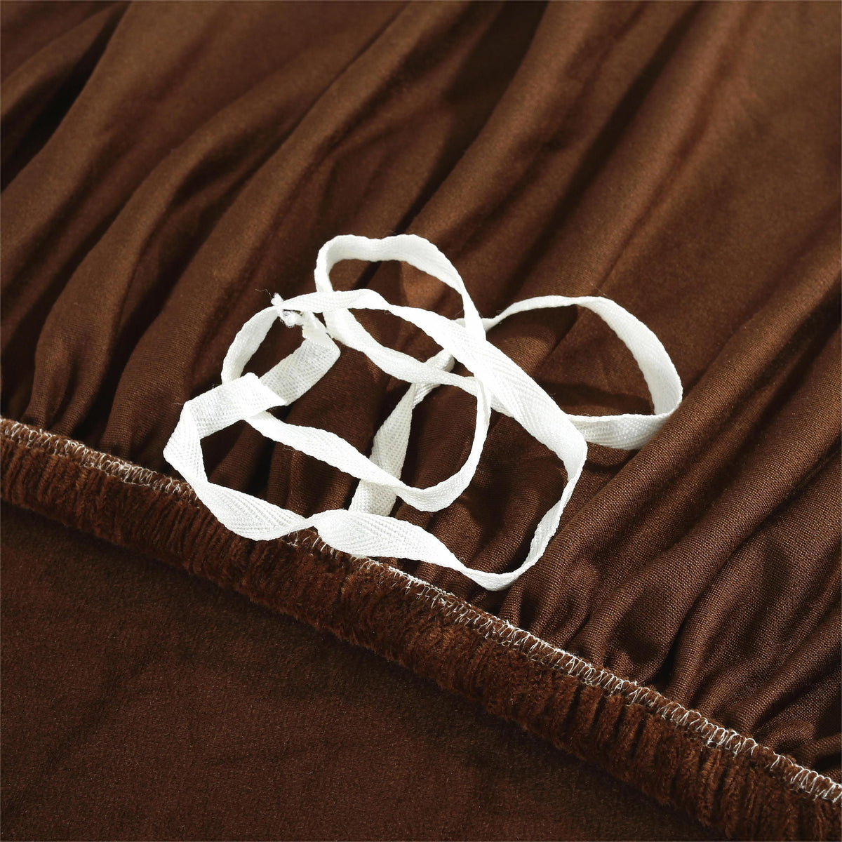 L-Shaped Sofa Cover - Velvet - Brown - Adaptable & Expandable