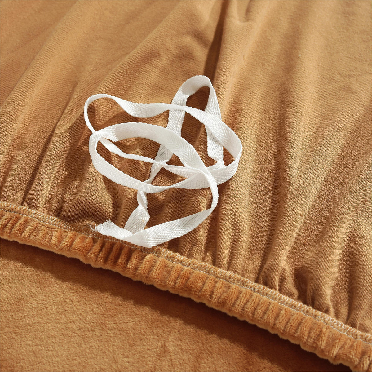 L-Shaped Sofa Cover - Velvet - Orange - Adaptable & Expandable