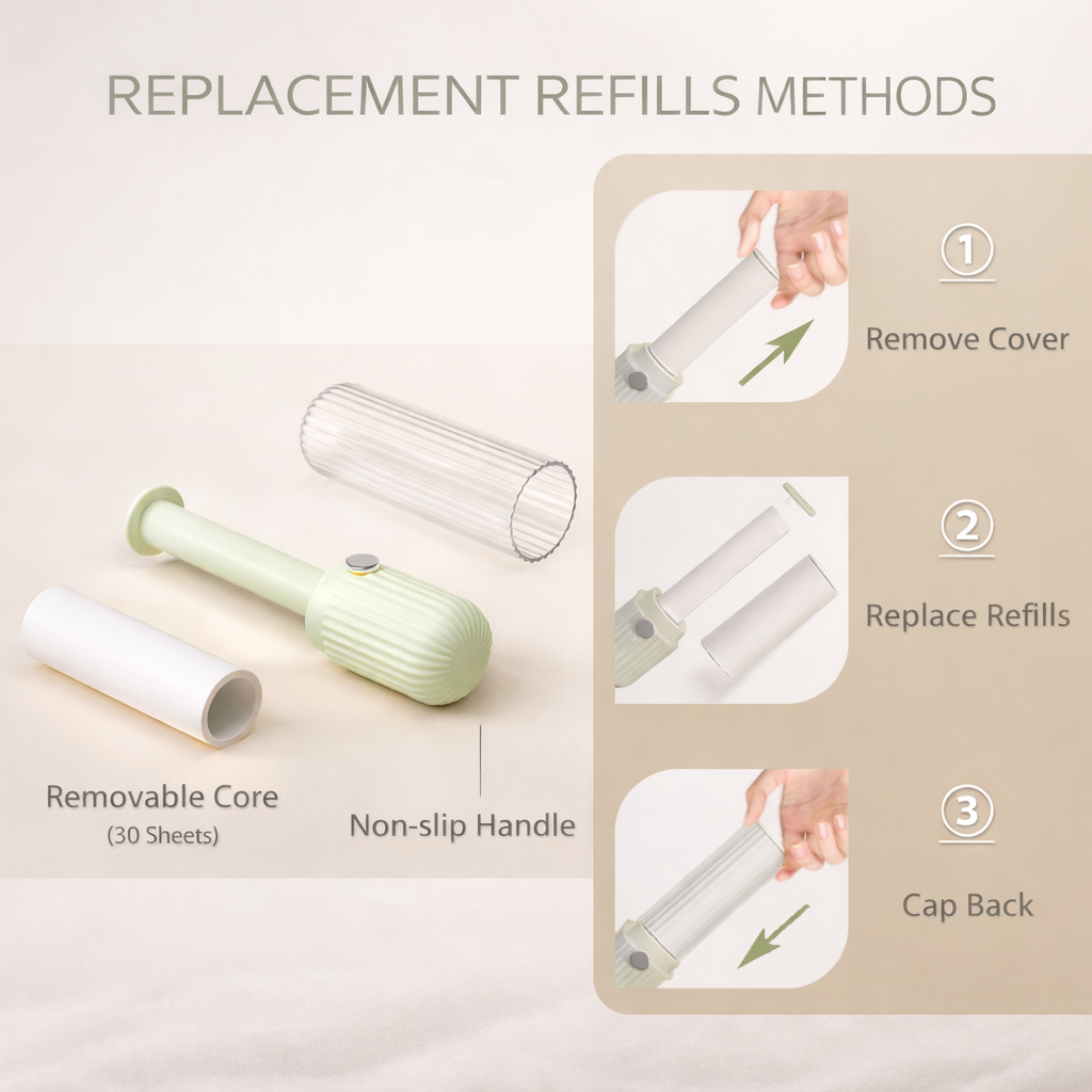 Mini Reusable Lint Roller – Matcha Green