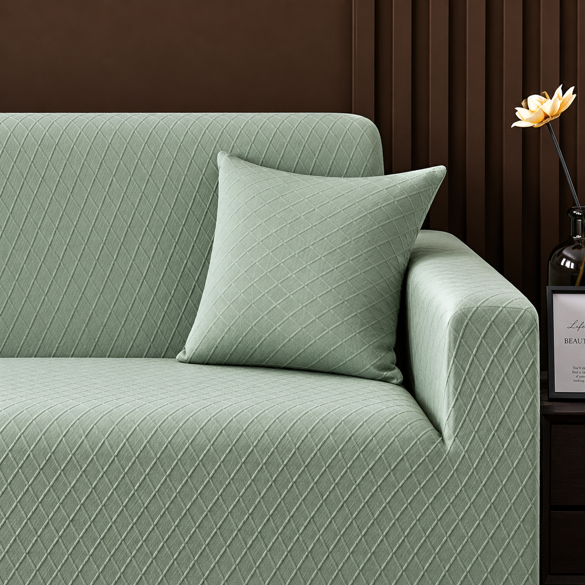 Cushion Cover - Diamond Jacquard - Light Sage Green